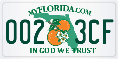 FL license plate 0023CF