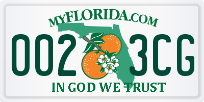 FL license plate 0023CG