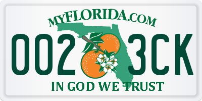 FL license plate 0023CK