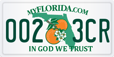 FL license plate 0023CR