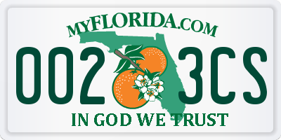 FL license plate 0023CS