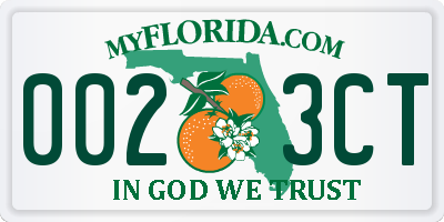 FL license plate 0023CT