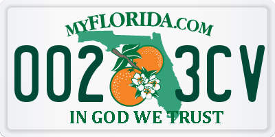 FL license plate 0023CV