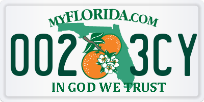 FL license plate 0023CY