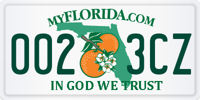 FL license plate 0023CZ