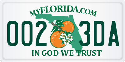 FL license plate 0023DA