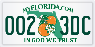 FL license plate 0023DC