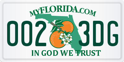FL license plate 0023DG