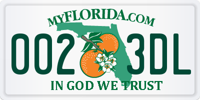 FL license plate 0023DL