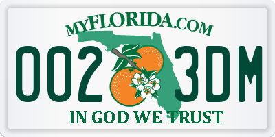 FL license plate 0023DM