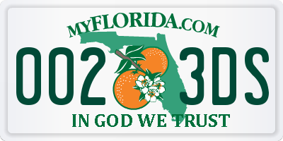 FL license plate 0023DS