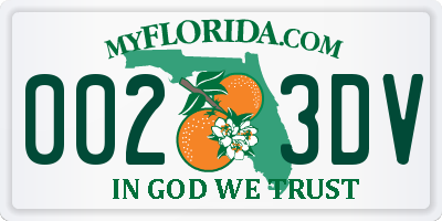 FL license plate 0023DV