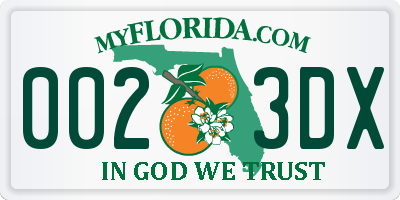 FL license plate 0023DX
