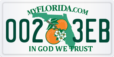FL license plate 0023EB