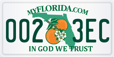 FL license plate 0023EC