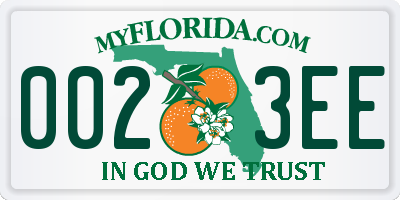 FL license plate 0023EE