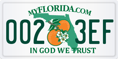 FL license plate 0023EF