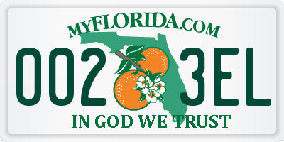 FL license plate 0023EL