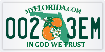 FL license plate 0023EM