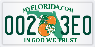 FL license plate 0023EO