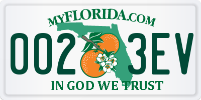FL license plate 0023EV