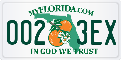 FL license plate 0023EX
