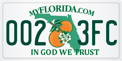 FL license plate 0023FC