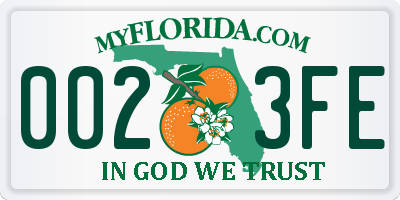 FL license plate 0023FE