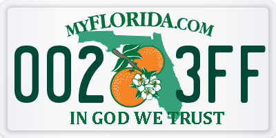 FL license plate 0023FF