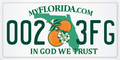FL license plate 0023FG