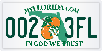 FL license plate 0023FL