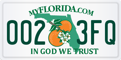 FL license plate 0023FQ