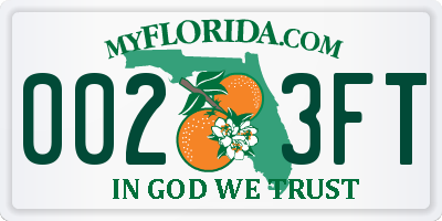 FL license plate 0023FT