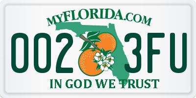 FL license plate 0023FU