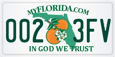 FL license plate 0023FV