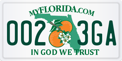 FL license plate 0023GA