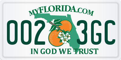 FL license plate 0023GC