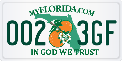 FL license plate 0023GF