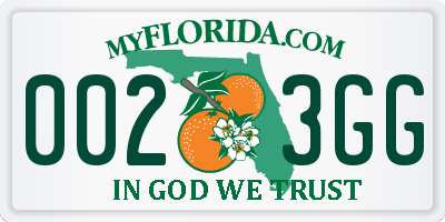 FL license plate 0023GG