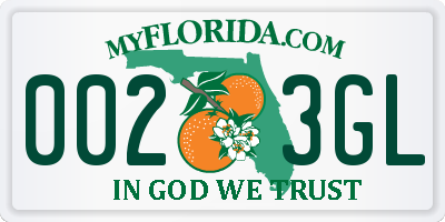 FL license plate 0023GL