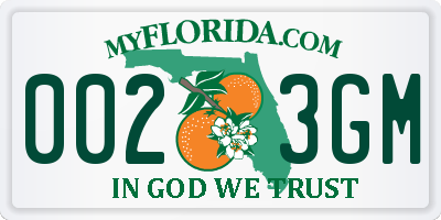 FL license plate 0023GM