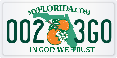 FL license plate 0023GO