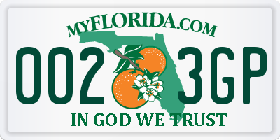 FL license plate 0023GP