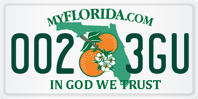 FL license plate 0023GU