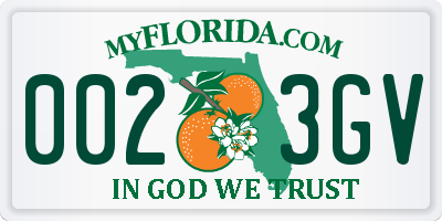 FL license plate 0023GV