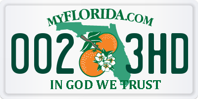 FL license plate 0023HD