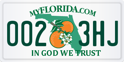 FL license plate 0023HJ