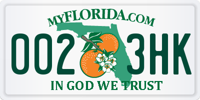 FL license plate 0023HK