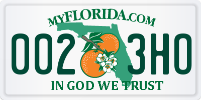 FL license plate 0023HO