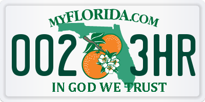 FL license plate 0023HR